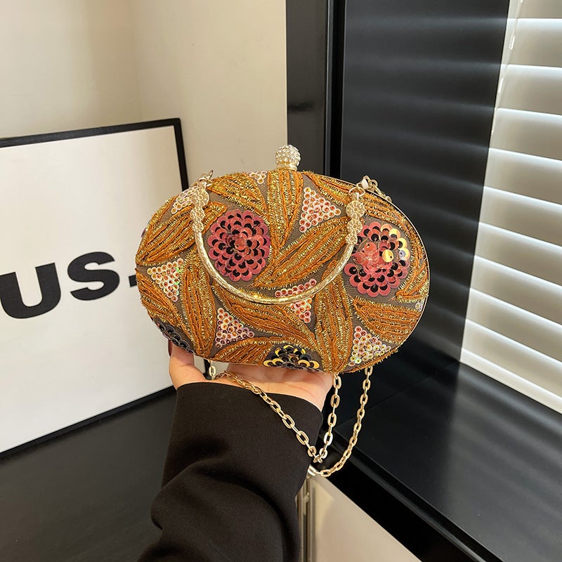 Bag Women'S Japanese-Style Urban Pastoral Style Chain Crossbody Box Bag Niche High-End Sequin Evening Bag For Women - Image 4